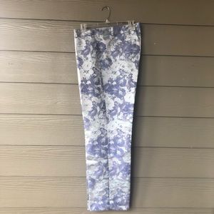 Banana Republic women MONOGRAM gray/blue Floral Pants Trousers size 16L